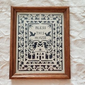 Handmade Papercutting Framed Art,"Bless This House"